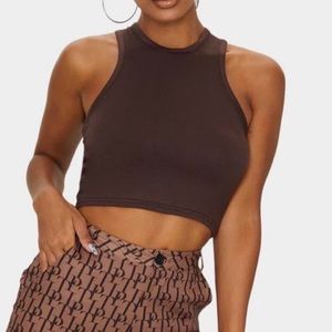 Prettylittlething brown crop top